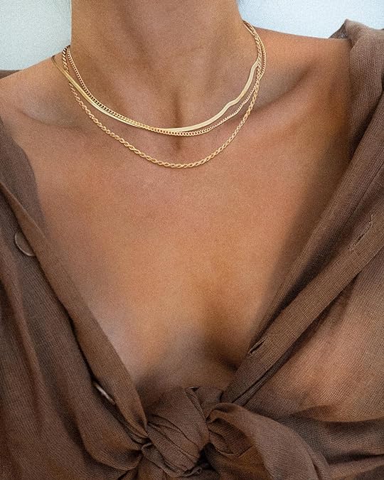 Colar de 3 Camadas Ouro 18k - Colar Herringbone, Corrente Choker, Cordão Baiano